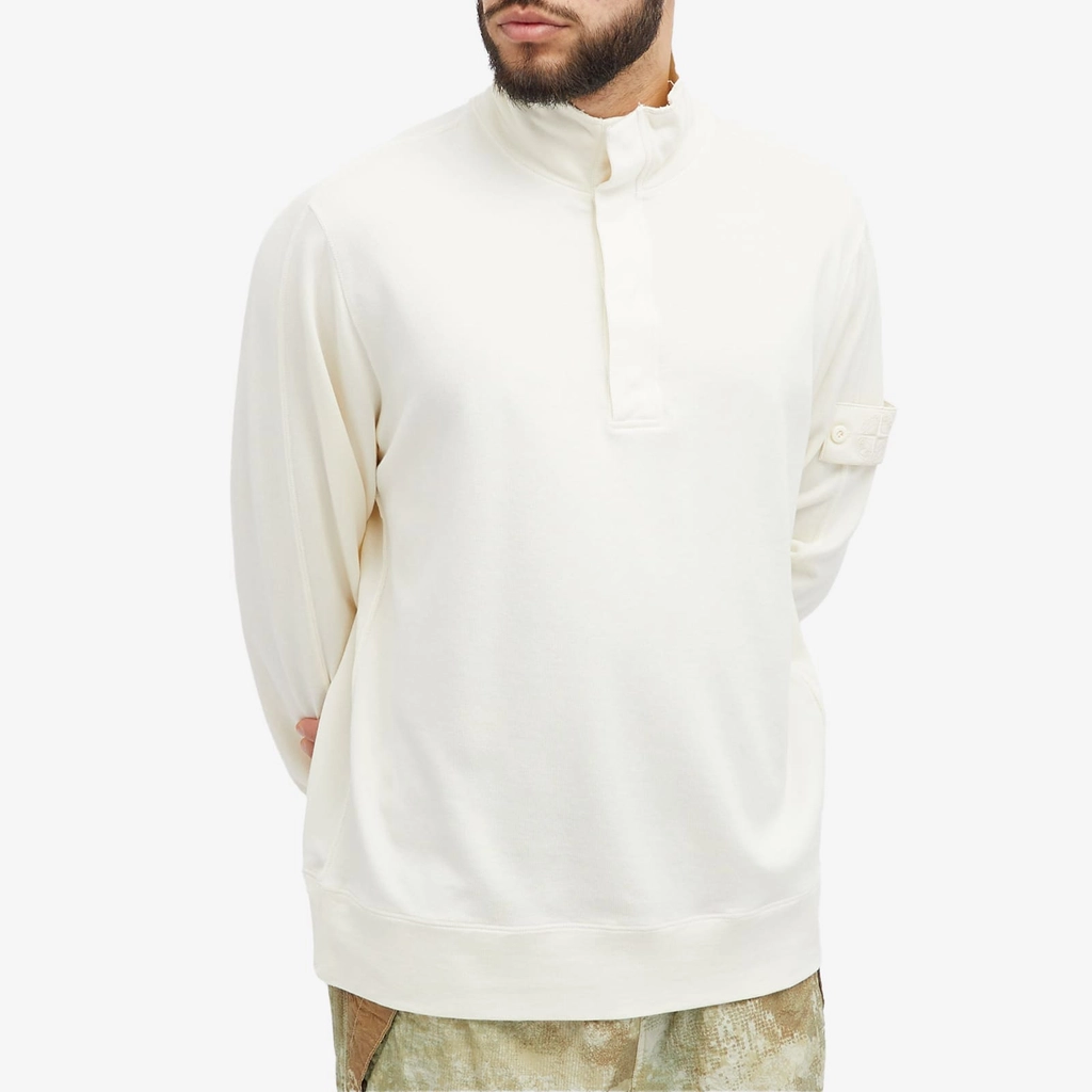 Stone Island Men's Ghost Half Zip Sweat Natural